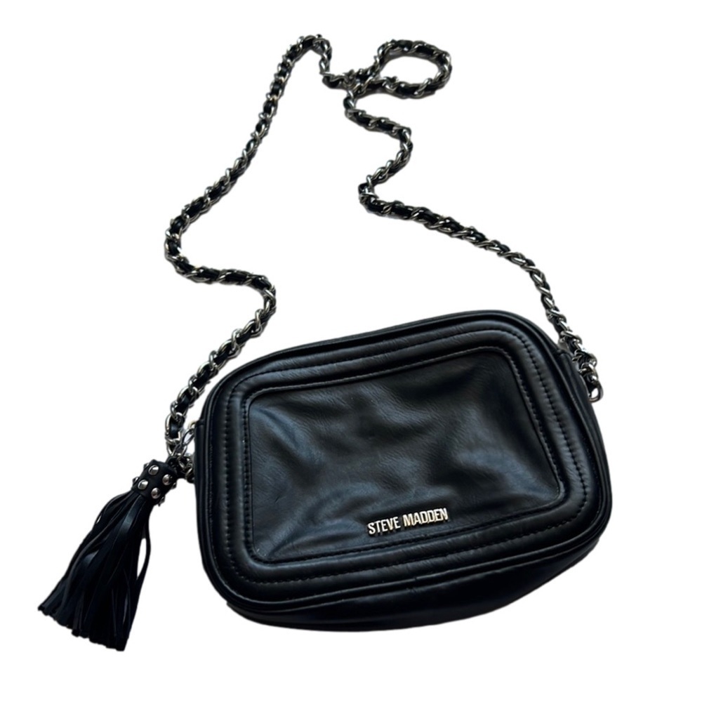 Steve Madden Teegan Black Faux Leather Crossbody Bag